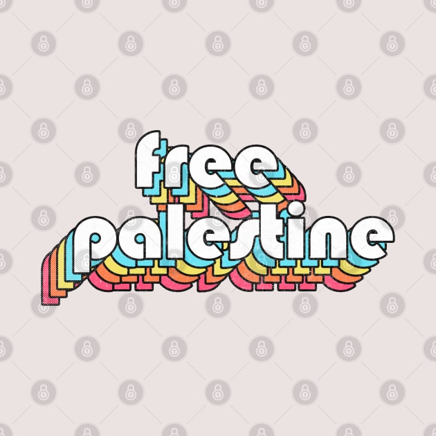 Free Palestine /// Retro Rainbow Design by DankFutura