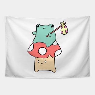 Pastel Frog and Mushroom friend Tapestry