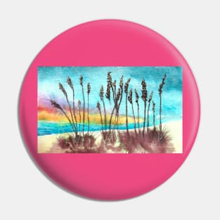 Beach Grass Sunset Pin