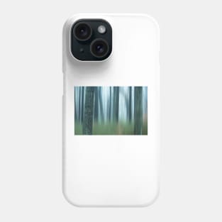 semi blurred trees in forest with vertical lines Phone Case