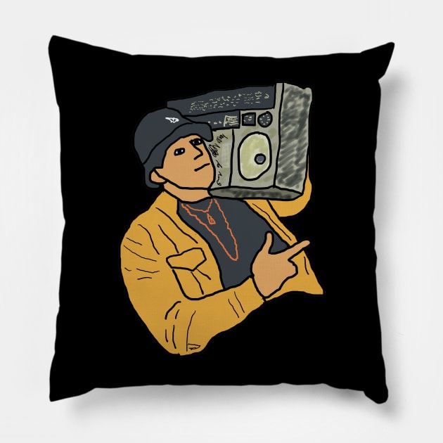 Boombox Pillow by Mark Ewbie