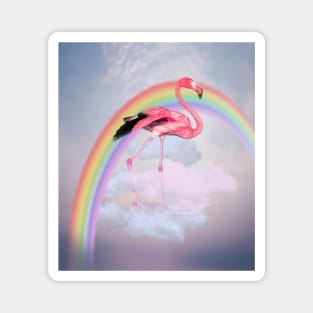 Flamingo walking on the clouds Magnet