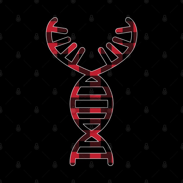 DNA Helix Deer Antlers Tartan - Christmas by Krishnansh W.