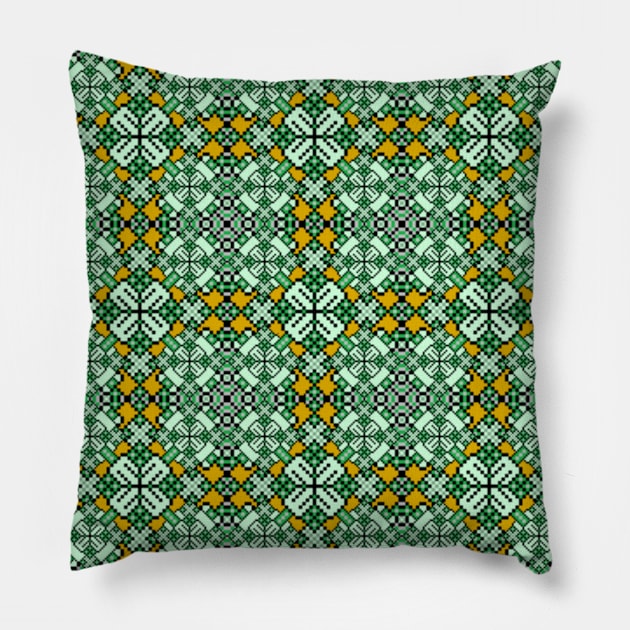 Green Cross V2 Pillow by The Bookwyrm's Hoard