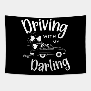 Driving with My Darling - Cute Romantic Couples Tapestry