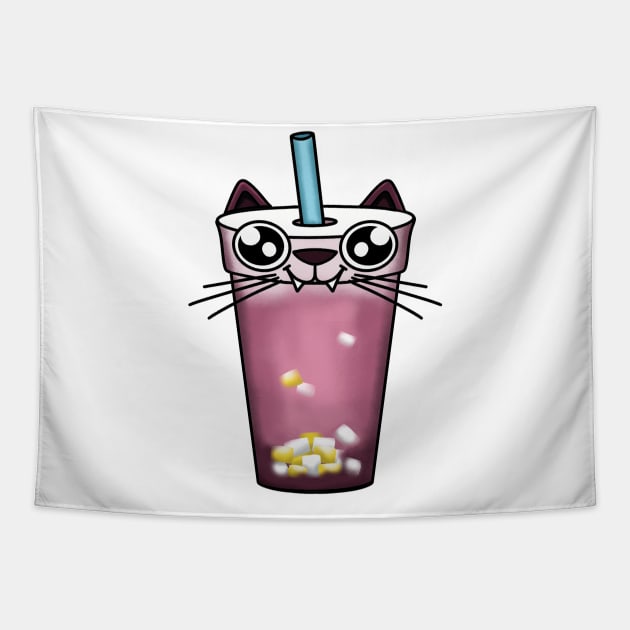 Boba Meow Tea Tapestry by Nuffypuffy