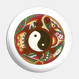 Vintage Psychedelic Yin Yang Turtle Pin