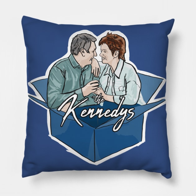 The Kennedys - Blue Box Pillow by Vixetches