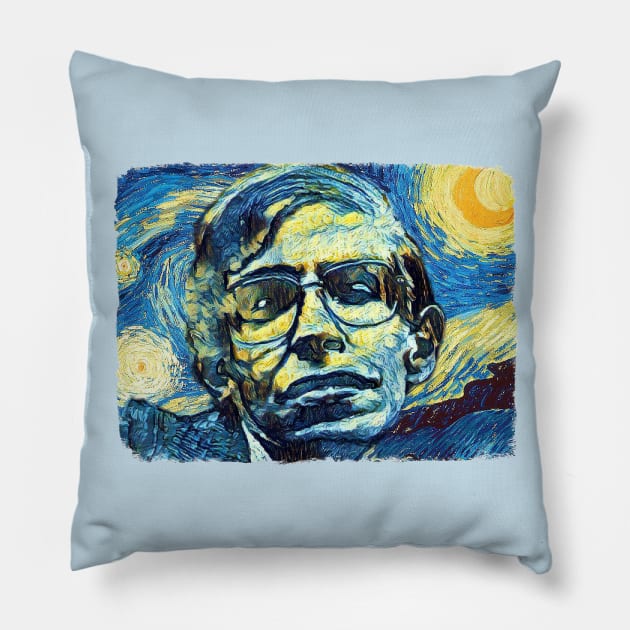 Stephen Hawking Van Gogh Style Pillow by todos