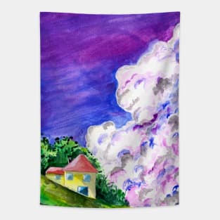 Purple Sky and Clouds Tapestry