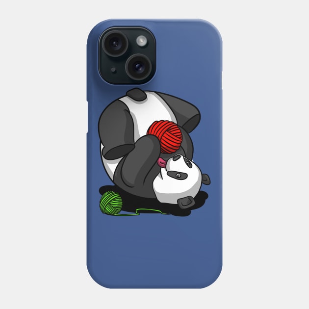 Funny Panda Bear Playing With Yarn Cartoon Knitting Phone Case by underheaven