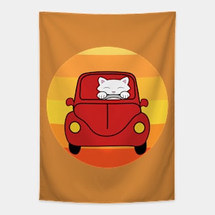 Cat driving a car Tapestry