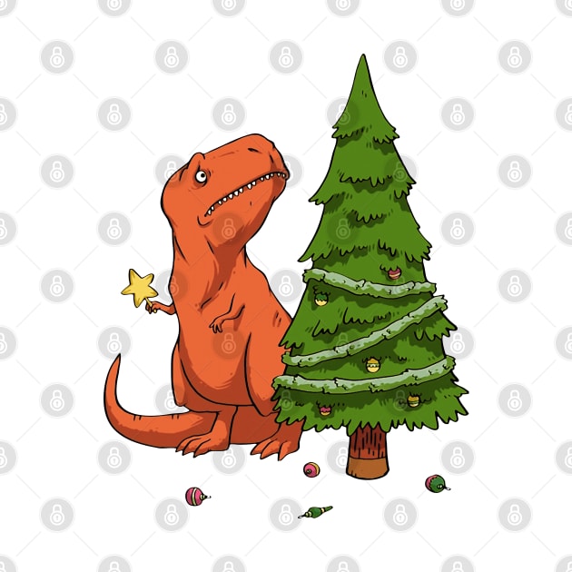 t rex celebrates christmas by artistcill