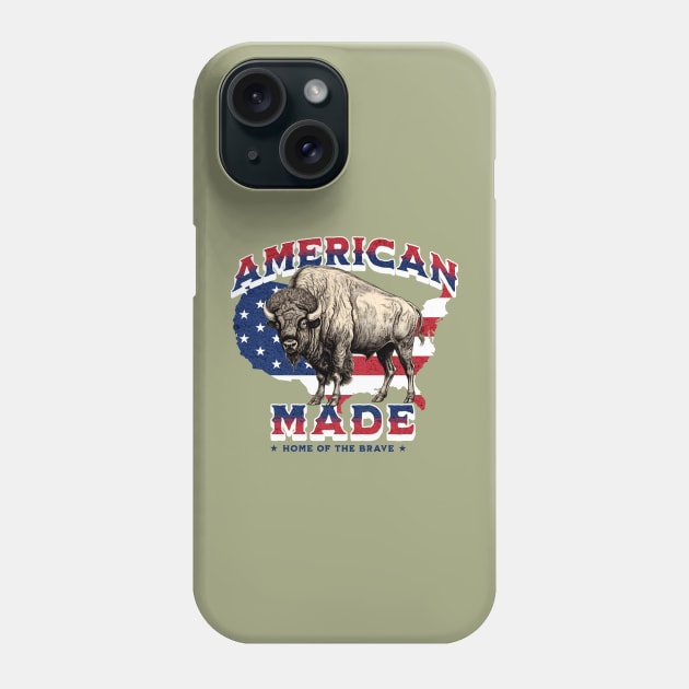 American Made - North American Bison Phone Case by Featherlady Studio