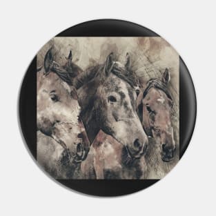 Horses Abstract Neutral Color Horse Lover Art Pin