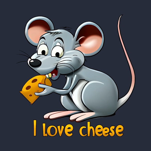 Mouse eating Cheese, I love cheese by KOTOdesign