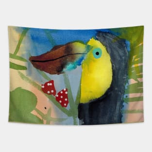 A Toucan Eating Strawberries Tapestry