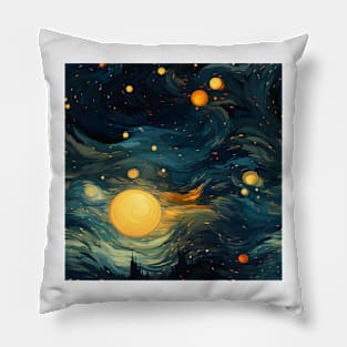 Van Gogh Starry Night Outer Space Pattern 17 Pillow