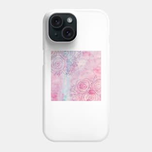 Decorative floral illustration of leaves and flowers on a watercolor background. Hand drawn watercolor background with decorative label. Phone Case