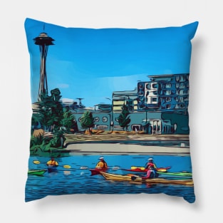 Seattle waterfront Pillow