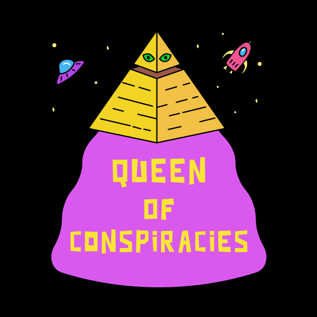 UFO Queen of Conspiracies for Humor-loving Outer Space Diva by Rivkah Shifren Studio