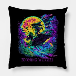 Zooming Witches Halloween Pillow