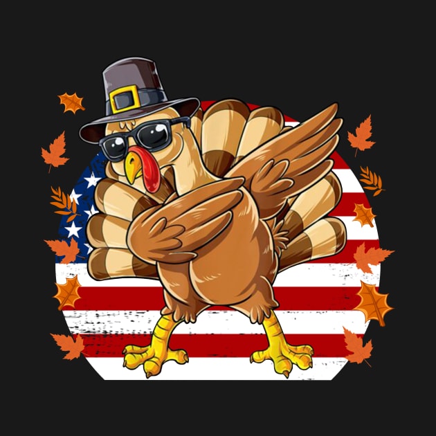 Thanksgiving Day Dabbing Turkey Pilgrim Boys Girls Kids by binnacleenta