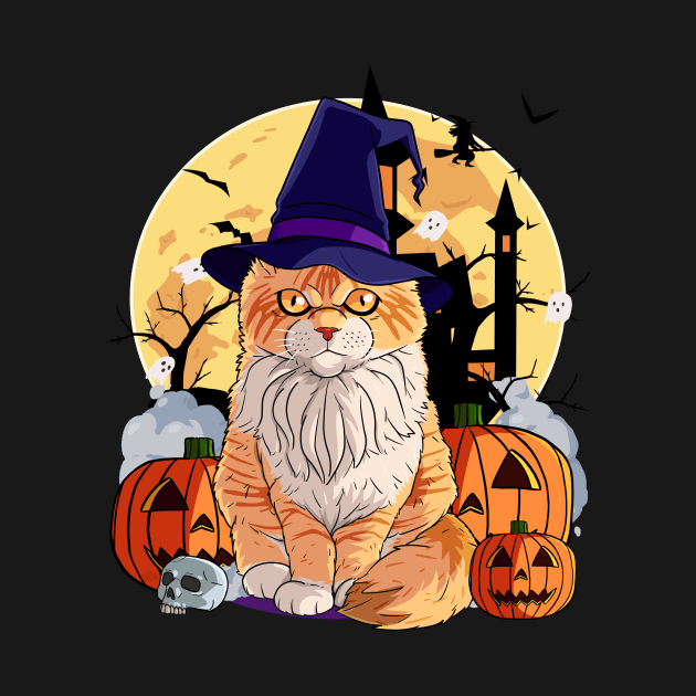 Maine Coon Cat Cute Witch Halloween Pumpkin by Noseking