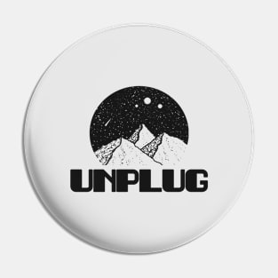 UNPLUG Mountain Range Night Sky Full Of Stars With A Full Moon And Falling Star Pin