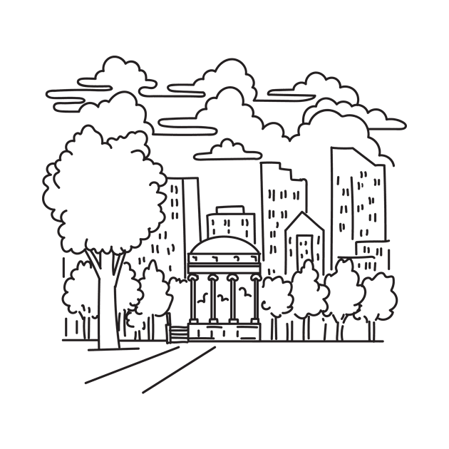 Boston Common in downtown Boston Massachusetts USA Mono Line Art by patrimonio