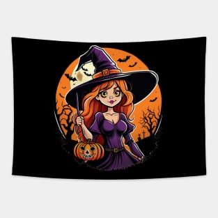 Cute halloween witch sassy spell caster Tapestry