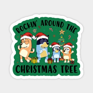 Bluey Christmas Rockin Around The Christmas Tree Family Xmas Magnet