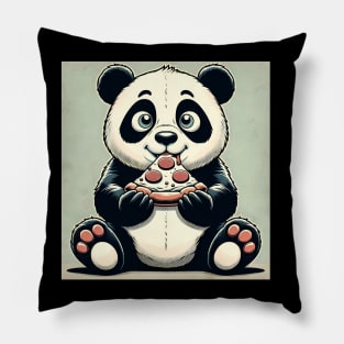 Cute Panda Bear Eating Pizza Pillow