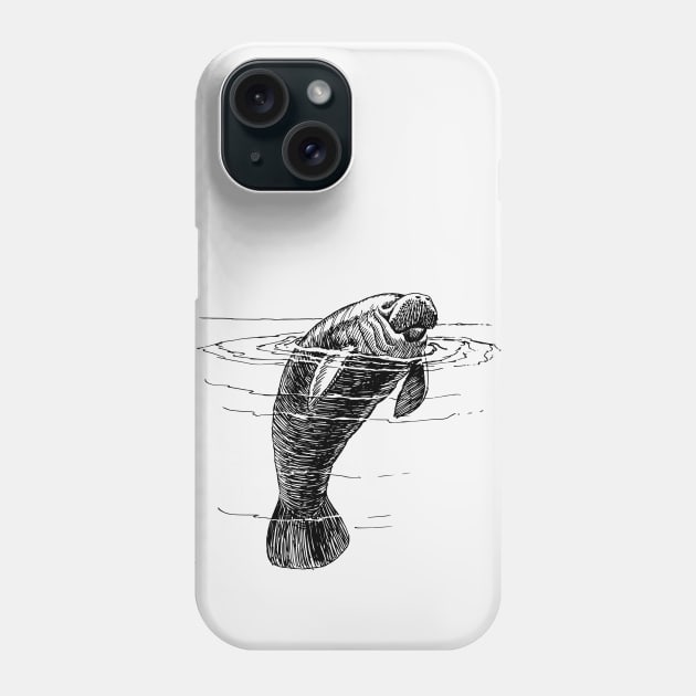 Manatee Phone Case by Vintage Sketches