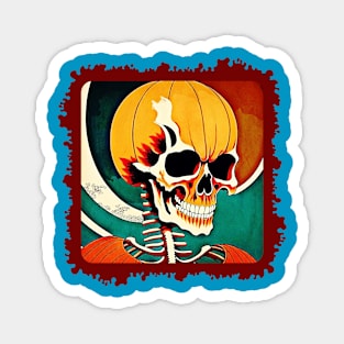 Skull artwork inside bloody Halloween frame Magnet