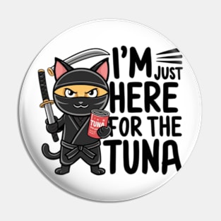 One design features a sneaky ninja cat with a katana in one hand and a can of tuna in the other. (6) Pin