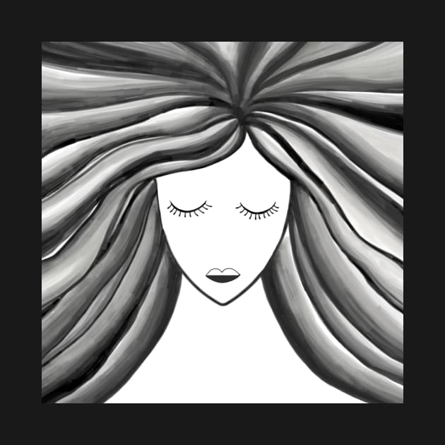 Empowered Lady in Black With Flowing Hair by Artisy Artist 