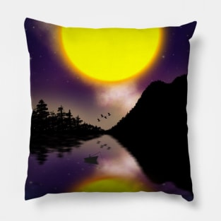 Super Moon Above The River Pillow