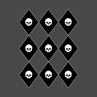 Harlequin Skull Pattern (Gray) T-Shirt