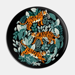 Bengal Tiger Teal Jungle Pin