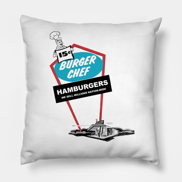 Burger Chef. Fast Food Restaurant Pillow by fiercewoman101