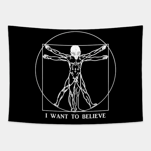 I Want To Believe Aesthetic Alien UFO Alien Tapestry by wbdesignz