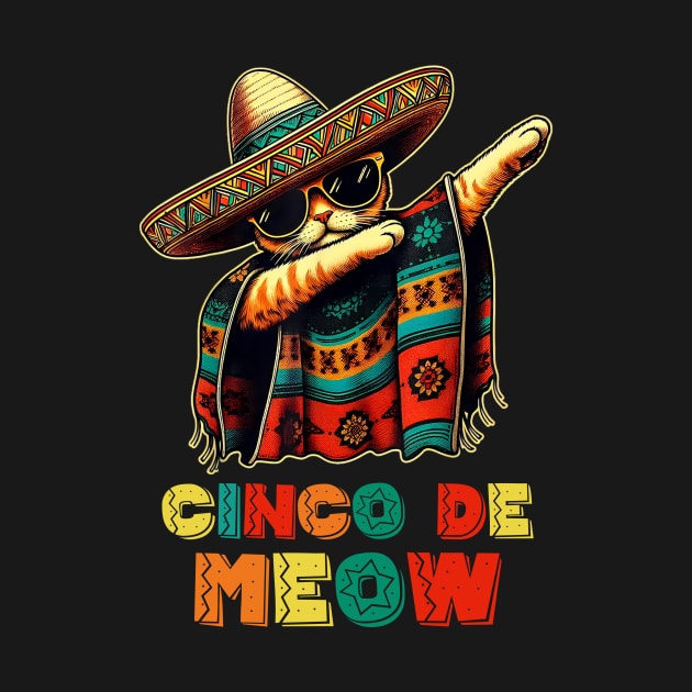 Cinco De Mayo Funny Mexican Cat Sombrero Poncho Men Women by Tater's 