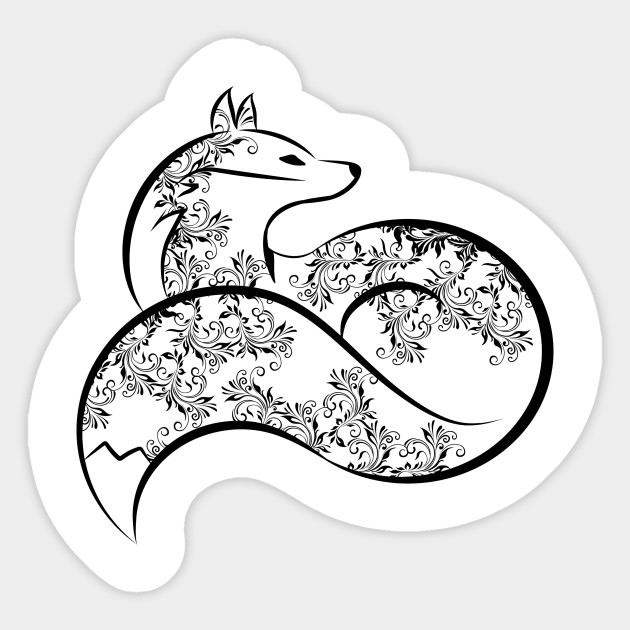 Abstract Floral Fox Fox Sticker Teepublic