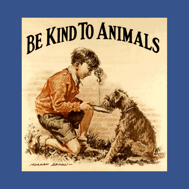 Disover Vintage "Be Kind to Animals" - Little Boy Design - Dog Lover - T-Shirt