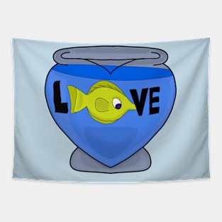 Fish Inside the Aquarium with Love Tapestry