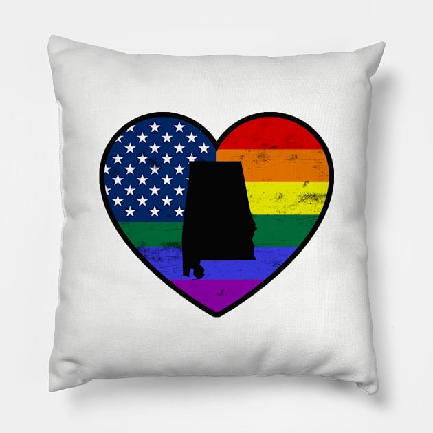 Alabama United States Gay Pride Flag Heart Pillow by TextTees