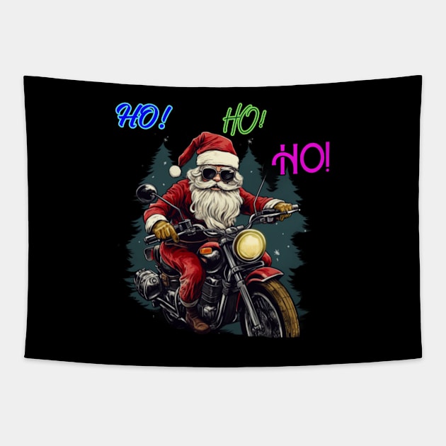 Santa Claus on motorcycle, christmas, riders Tapestry by Pattyld