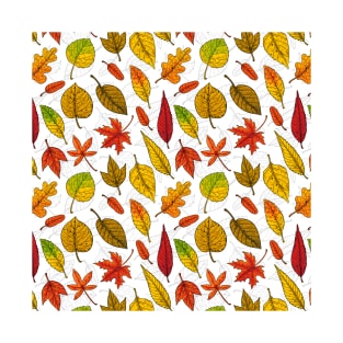 Autumn leaves on white T-Shirt