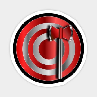 Silver Handle Silver Stripe Target and throwing Hatchet Magnet